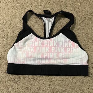 PINK Victoria's Secret Black and Pink Sports Bra